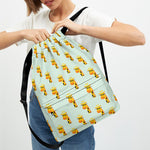 Giraffe With Glasses Pattern Print Drawstring Backpack