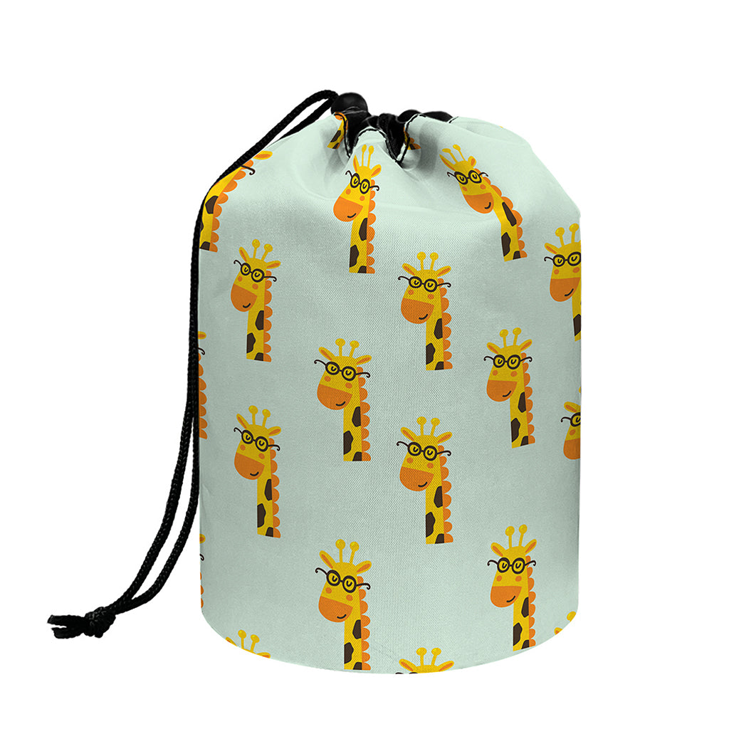 Giraffe With Glasses Pattern Print Drawstring Makeup Bag