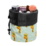 Giraffe With Glasses Pattern Print Drawstring Makeup Bag