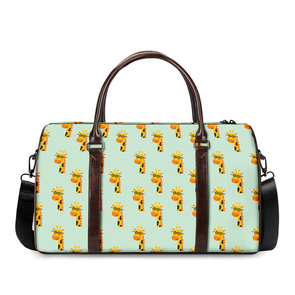 Giraffe With Glasses Pattern Print Duffle Bag