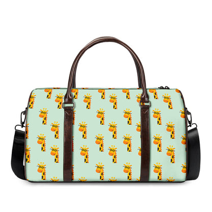 Giraffe With Glasses Pattern Print Duffle Bag