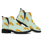 Giraffe With Glasses Pattern Print Flat Ankle Boots