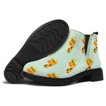 Giraffe With Glasses Pattern Print Flat Ankle Boots
