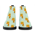 Giraffe With Glasses Pattern Print Flat Ankle Boots