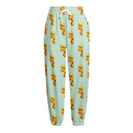 Giraffe With Glasses Pattern Print Fleece Lined Knit Pants