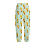Giraffe With Glasses Pattern Print Fleece Lined Knit Pants