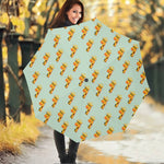 Giraffe With Glasses Pattern Print Foldable Umbrella