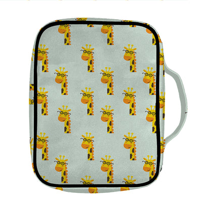 Giraffe With Glasses Pattern Print Front Pocket Bible Bag