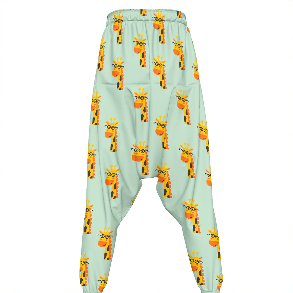 Giraffe With Glasses Pattern Print Hammer Pants