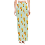 Giraffe With Glasses Pattern Print High Slit Maxi Skirt