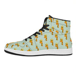 Giraffe With Glasses Pattern Print High Top Leather Sneakers