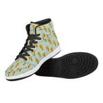 Giraffe With Glasses Pattern Print High Top Leather Sneakers