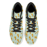 Giraffe With Glasses Pattern Print High Top Leather Sneakers