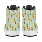 Giraffe With Glasses Pattern Print High Top Leather Sneakers