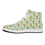 Giraffe With Glasses Pattern Print High Top Leather Sneakers