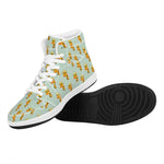 Giraffe With Glasses Pattern Print High Top Leather Sneakers