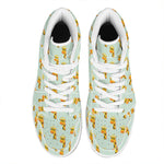 Giraffe With Glasses Pattern Print High Top Leather Sneakers
