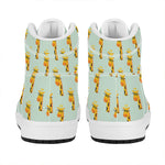 Giraffe With Glasses Pattern Print High Top Leather Sneakers