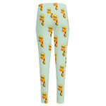 Giraffe With Glasses Pattern Print High-Waisted Pocket Leggings