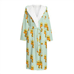 Giraffe With Glasses Pattern Print Hooded Bathrobe