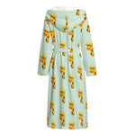 Giraffe With Glasses Pattern Print Hooded Bathrobe