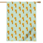 Giraffe With Glasses Pattern Print House Flag