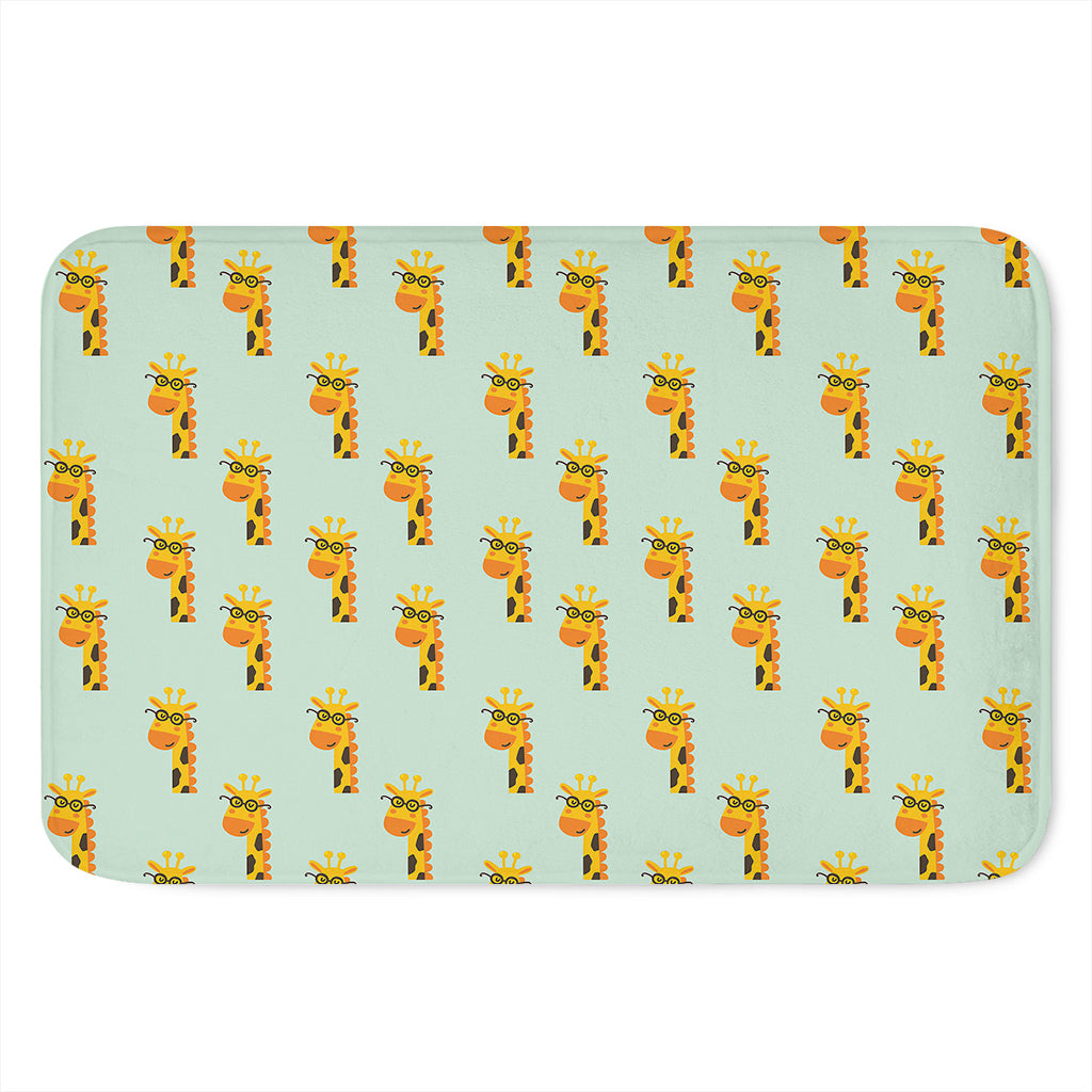 Giraffe With Glasses Pattern Print Indoor Door Mat