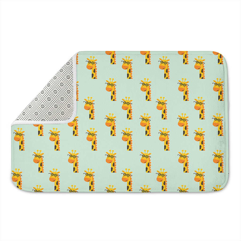 Giraffe With Glasses Pattern Print Indoor Door Mat