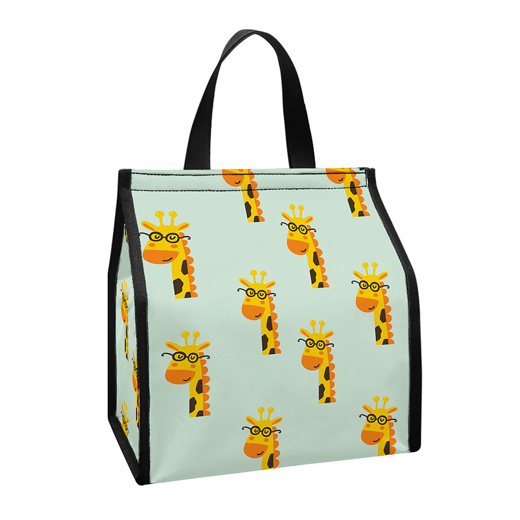 Giraffe With Glasses Pattern Print Insulated Lunch Tote
