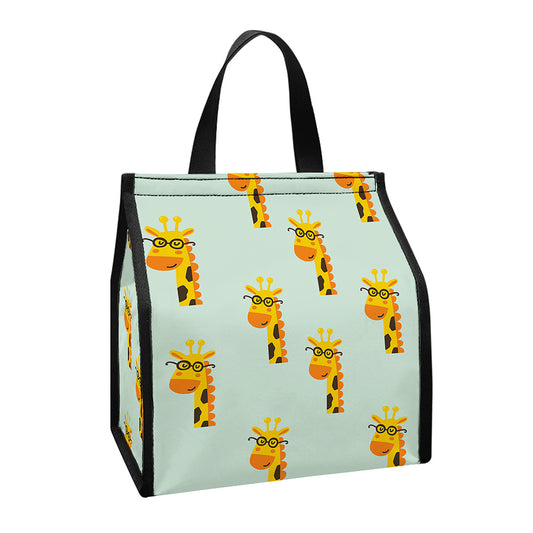 Giraffe With Glasses Pattern Print Insulated Lunch Tote