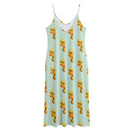 Giraffe With Glasses Pattern Print Jersey Midi Cami Dress
