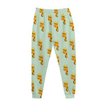 Giraffe With Glasses Pattern Print Jogger Pants
