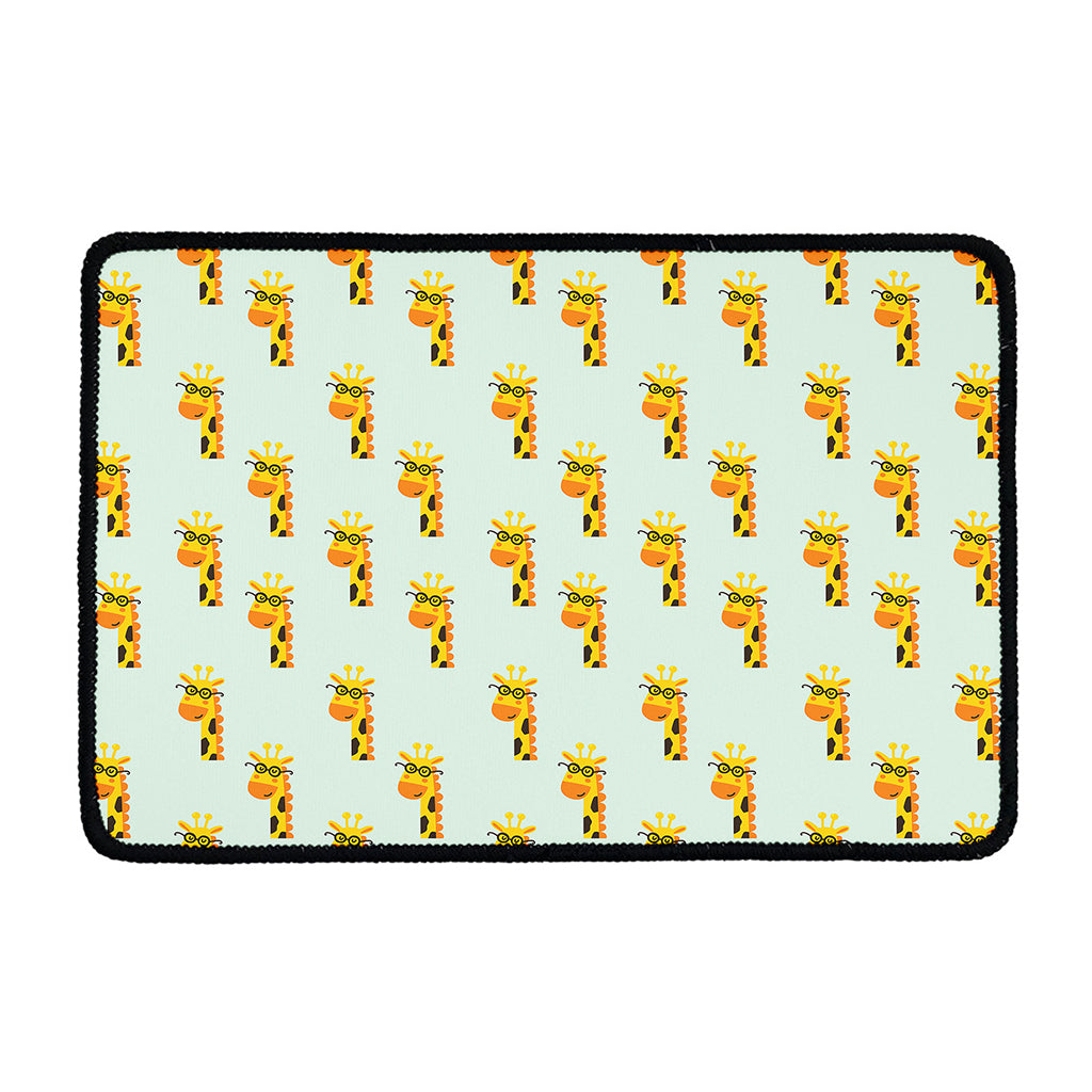 Giraffe With Glasses Pattern Print Kitchen Mat