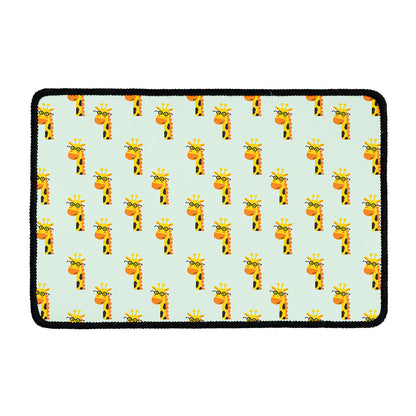 Giraffe With Glasses Pattern Print Kitchen Mat