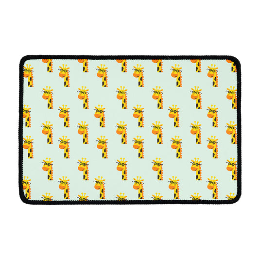 Giraffe With Glasses Pattern Print Kitchen Mat