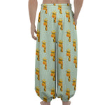 Giraffe With Glasses Pattern Print Lantern Pants