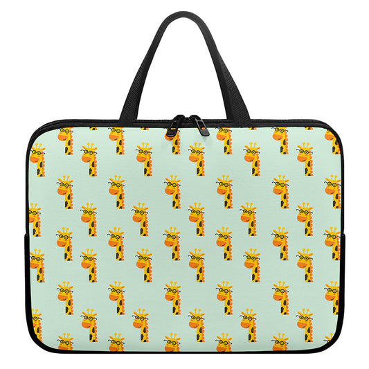 Giraffe With Glasses Pattern Print Laptop Sleeve With Handle