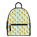 Giraffe With Glasses Pattern Print Leather Backpack