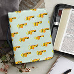 Giraffe With Glasses Pattern Print Leather Bible Cover