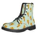 Giraffe With Glasses Pattern Print Lace-Up Boots