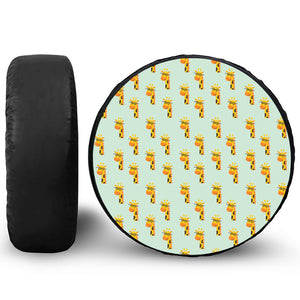 Giraffe With Glasses Pattern Print Leather Spare Tire Cover