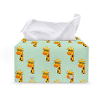 Giraffe With Glasses Pattern Print Leather Tissue Box Cover