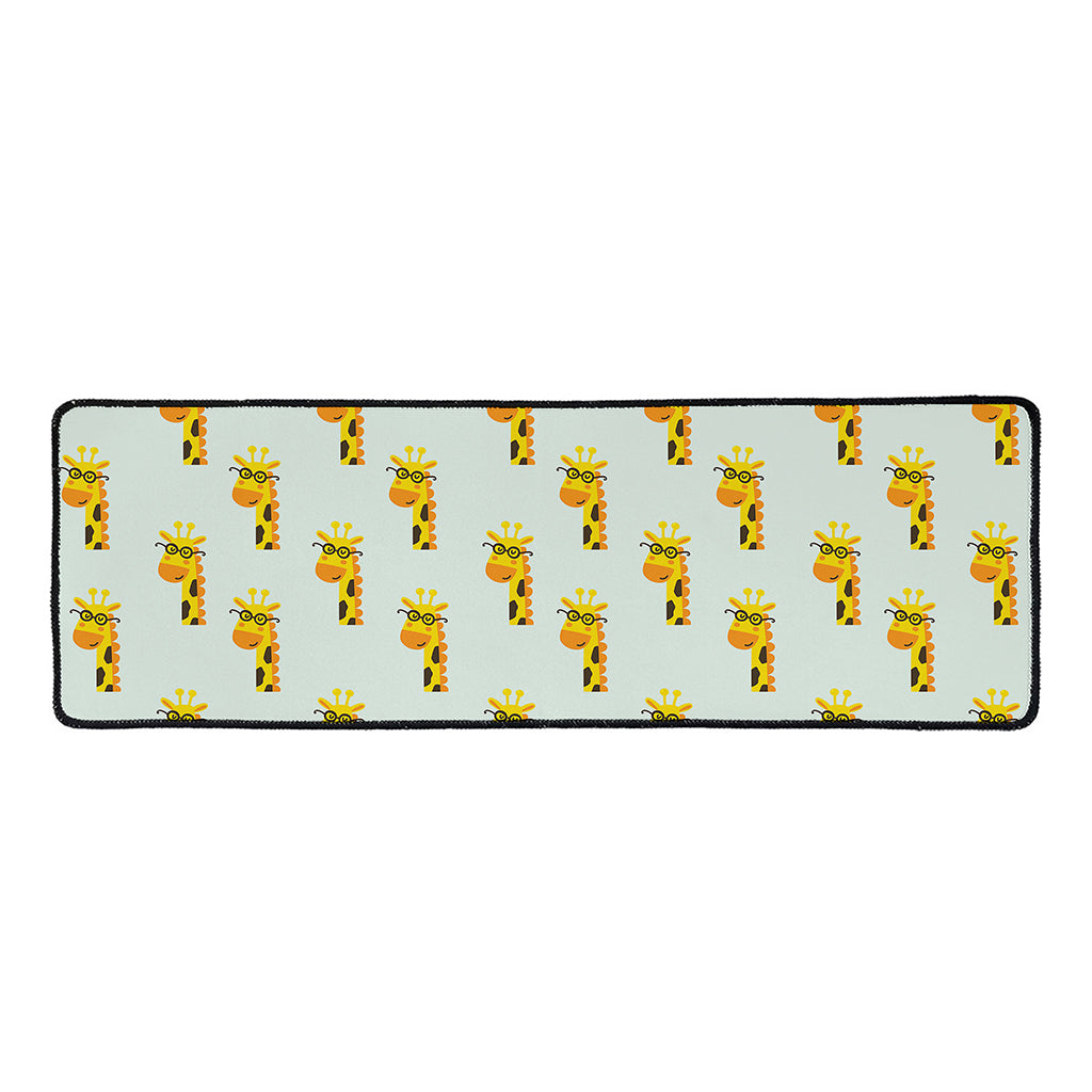 Giraffe With Glasses Pattern Print Long Kitchen Mat