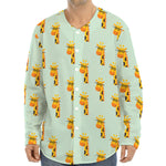 Giraffe With Glasses Pattern Print Long Sleeve Baseball Jersey
