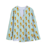 Giraffe With Glasses Pattern Print Long Sleeve Short Coat