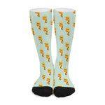 Giraffe With Glasses Pattern Print Long Socks