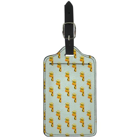 Giraffe With Glasses Pattern Print Luggage Tag