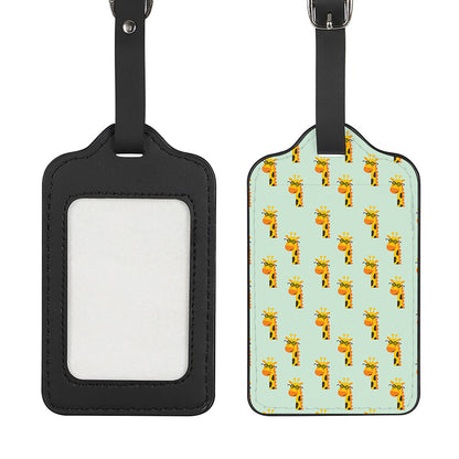 Giraffe With Glasses Pattern Print Luggage Tag