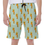 Giraffe With Glasses Pattern Print Men's Beach Shorts
