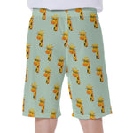 Giraffe With Glasses Pattern Print Men's Beach Shorts